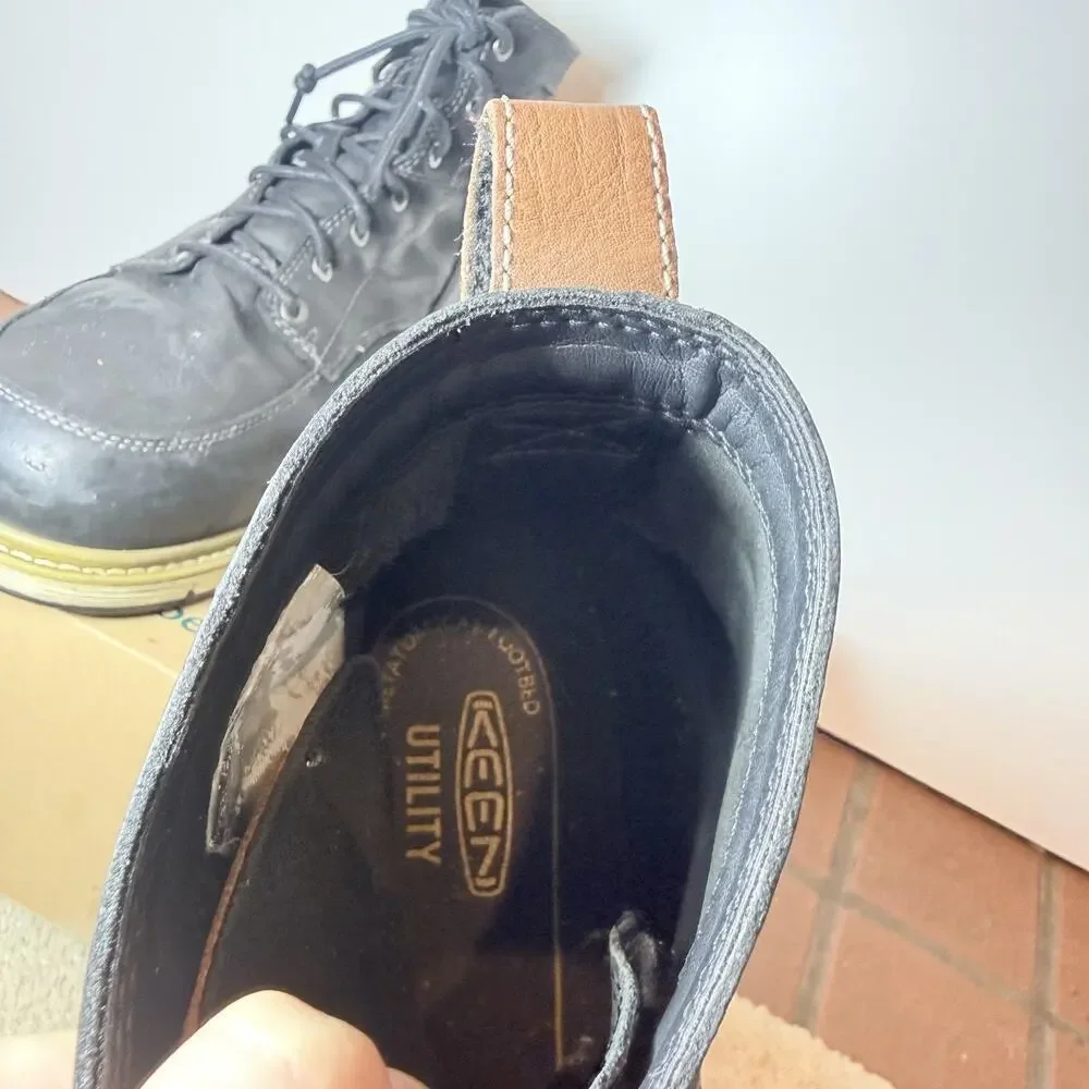 KEEN Utility Mens Size 14 San Jose Waterproof Work Boots Black Leather Steel Toe